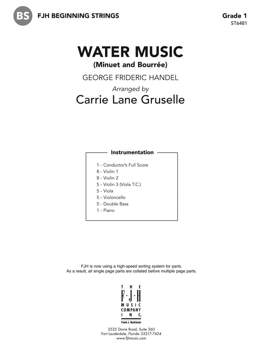 Water Music: Score String Orchestra scores gallery preview page 1