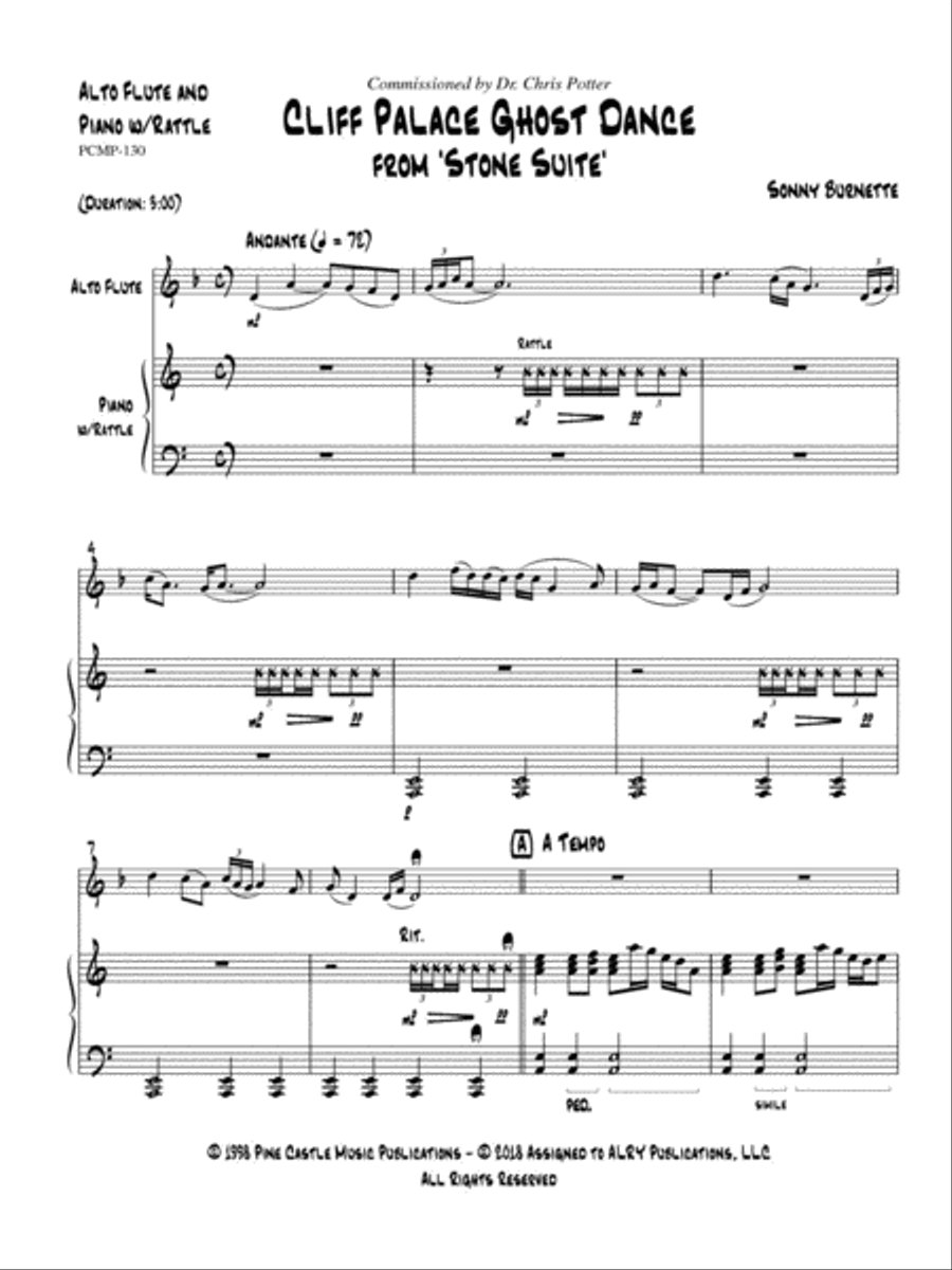 Cliff Palace Ghost Dance for Alto Flute and Piano Flute Solo scores gallery preview page 2