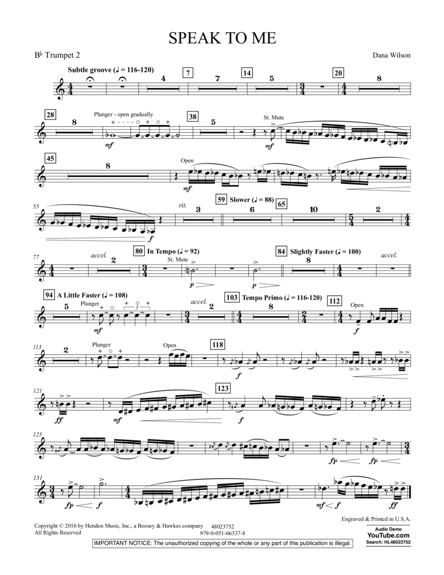 Speak to Me - Bb Trumpet 2 B-Flat Trumpet scores gallery preview page 1