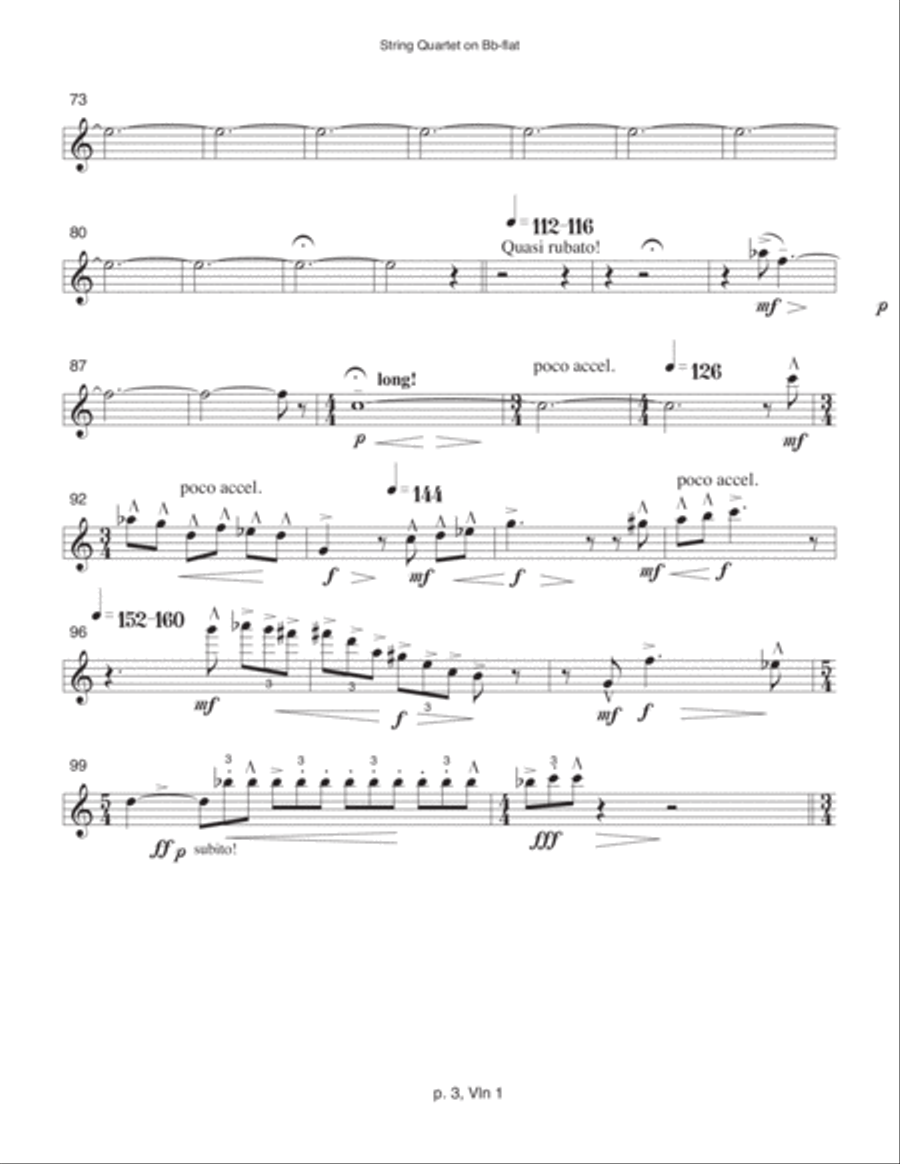 String Quartet on B-flat (1989-90, rev. 1993) violin 1 part String Quartet scores gallery preview page 3