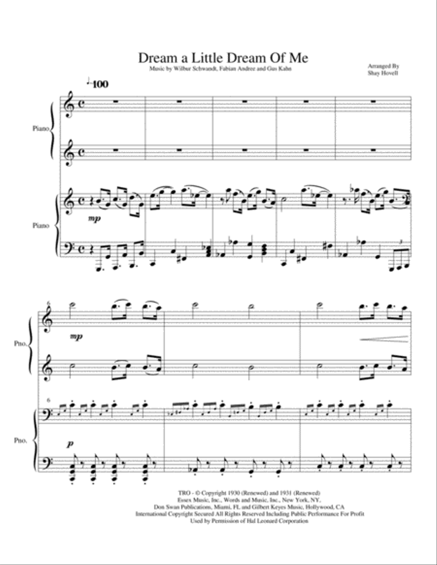 Dream A Little Dream Of Me Dream A Little Dream Of Me Piano scores gallery preview page 2