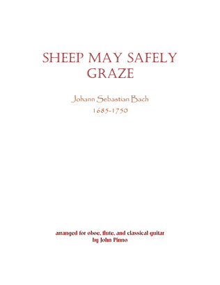 Book cover for Sheep May Safely Graze (J.S. Bach) for oboe, flute, and classical guitar