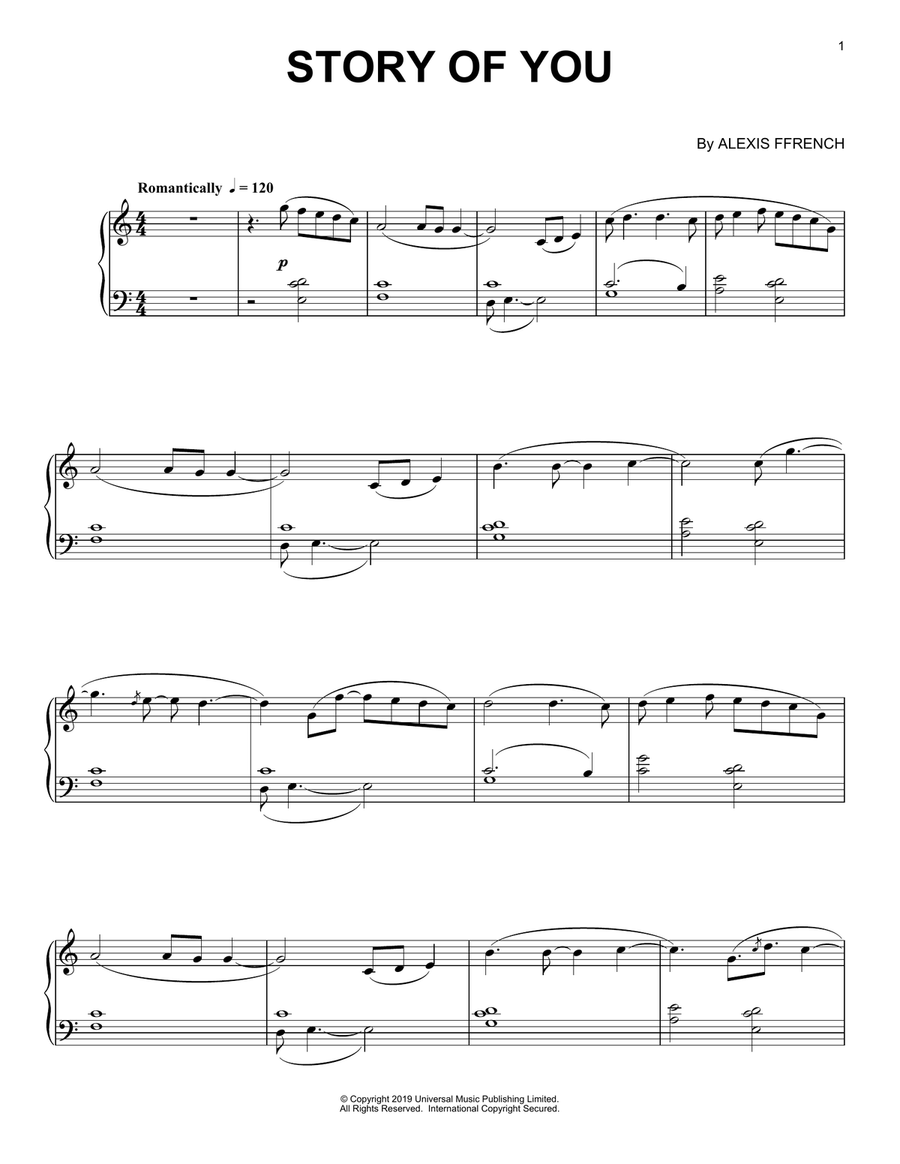 Story Of You Piano Solo scores gallery preview page 1