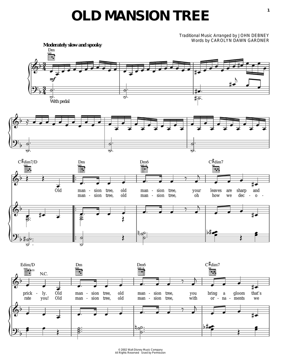 Old Mansion Tree Piano, Vocal, Guitar scores gallery preview page 1