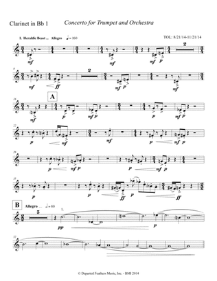 Concerto for Trumpet and Orchestra (2011) Clarinet in Bb part 1