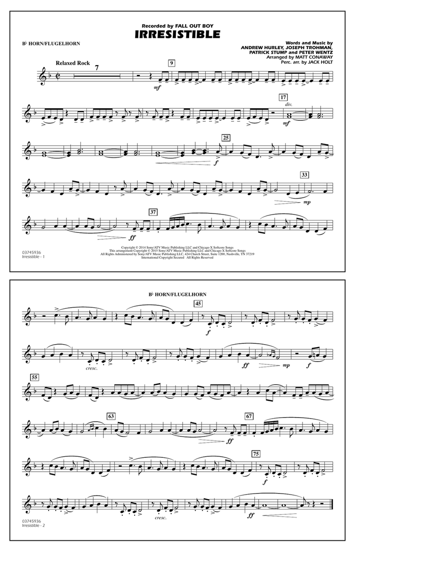 Irresistible - Bb Horn/Flugelhorn Marching Band scores gallery preview page 1