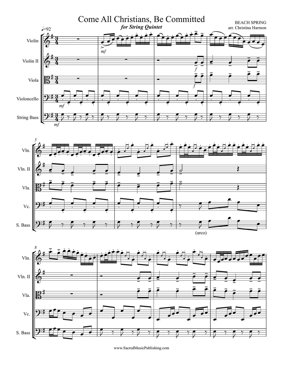 Come All Christians, Be Committed – String Quintet String Quartet scores gallery preview page 2