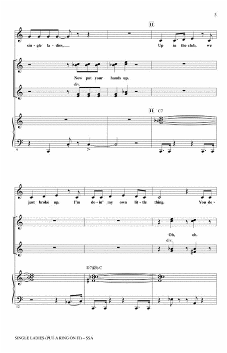 Single Ladies Single Ladies Show Choir scores gallery preview page 3