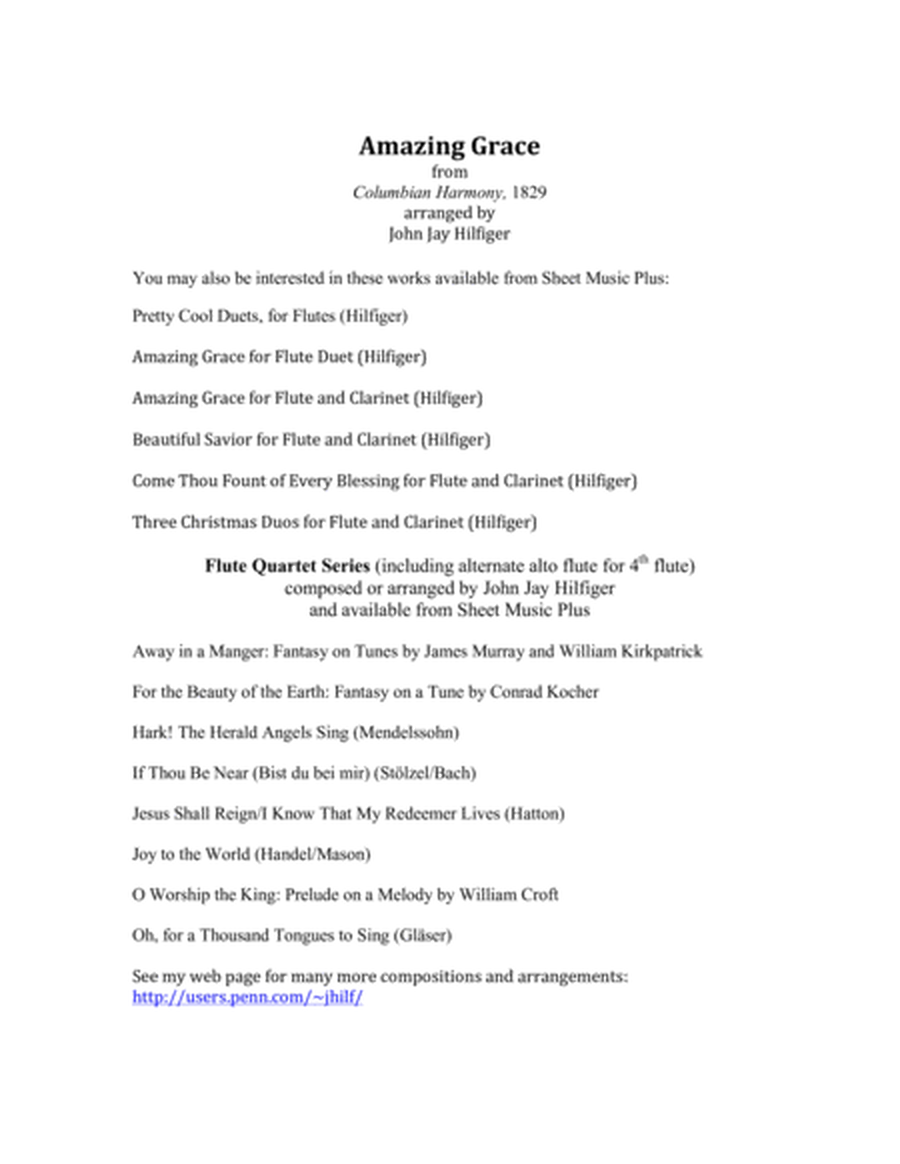 Amazing Grace for Flute and Alto Flute image number null