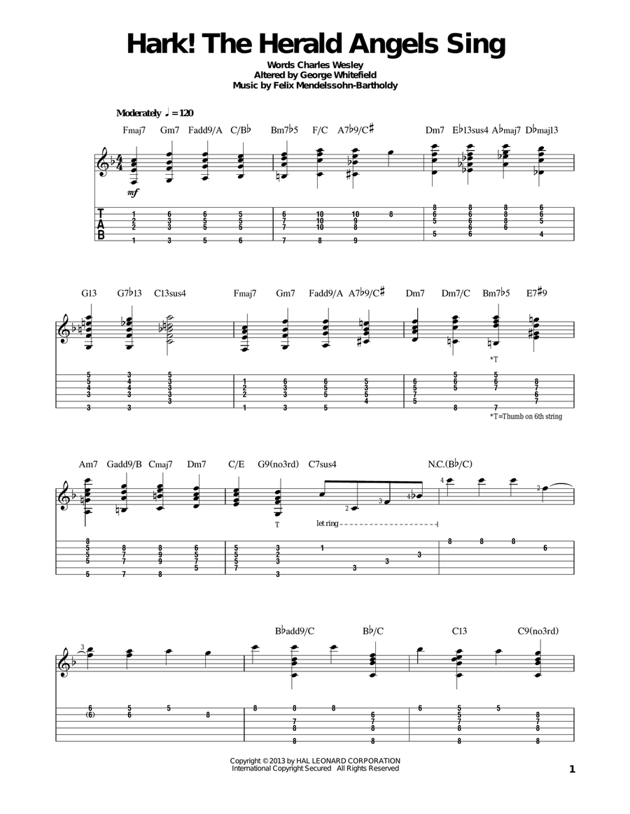 Hark! The Herald Angels Sing Guitar Solo scores gallery preview page 1
