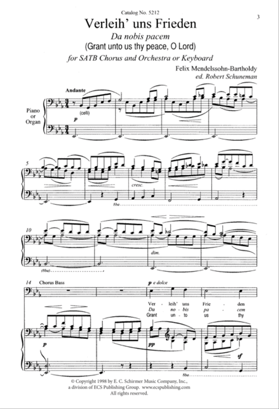 Verleih' uns Frieden (Grant Unto Us Thy Peace, O Lord) 4-Part scores gallery preview page 2