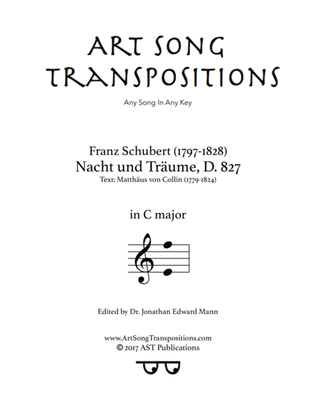 Book cover for SCHUBERT: Nacht und Träume, D. 827 (transposed to C major)