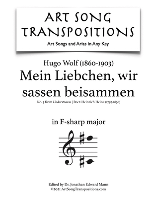 WOLF: Mein Liebchen, wir sassen beisammen (transposed to F-sharp major)