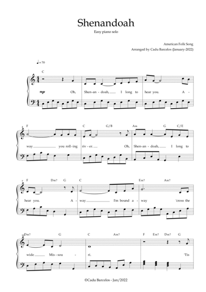 Shenandoah (Easy Piano Solo) image number null