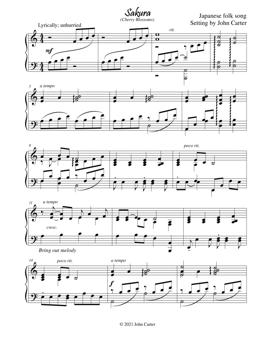 Sakura (Cherry Blossoms) Piano Solo scores gallery preview page 1