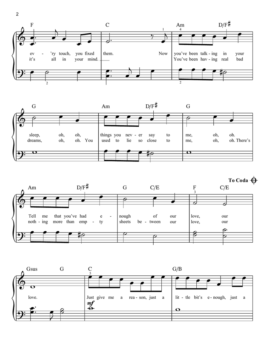 Just Give Me A Reason Easy Piano scores gallery preview page 2