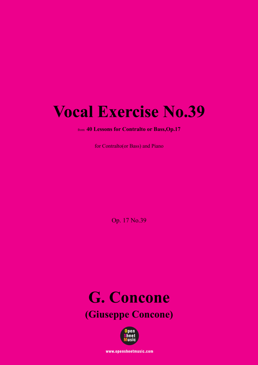 G. Concone-Vocal Exercise No.39,for Contralto(or Bass) and Piano image number null