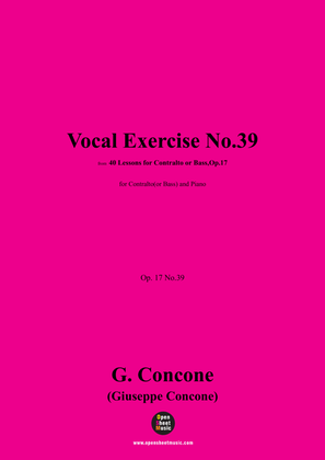 G. Concone-Vocal Exercise No.39,for Contralto(or Bass) and Piano