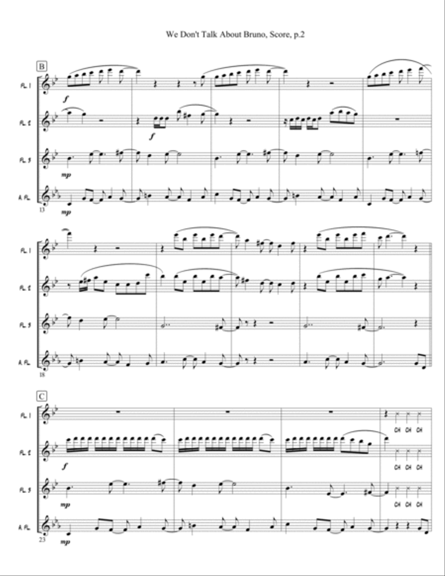 We Don't Talk About Bruno Flute Quartet scores gallery preview page 2