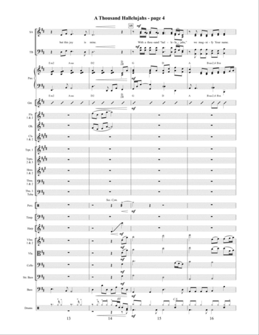 A Thousand Hallelujahs Orchestration 4-Part scores gallery preview page 5