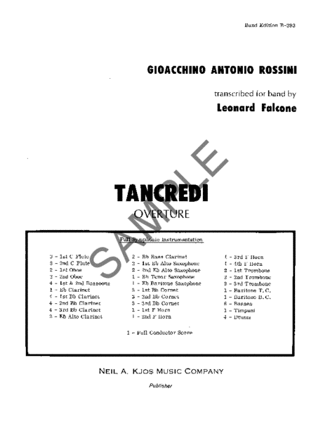 Tancredi - Score