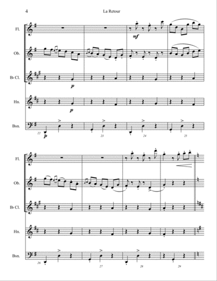 Le Retour du Patre Woodwind Quintet scores gallery preview page 4