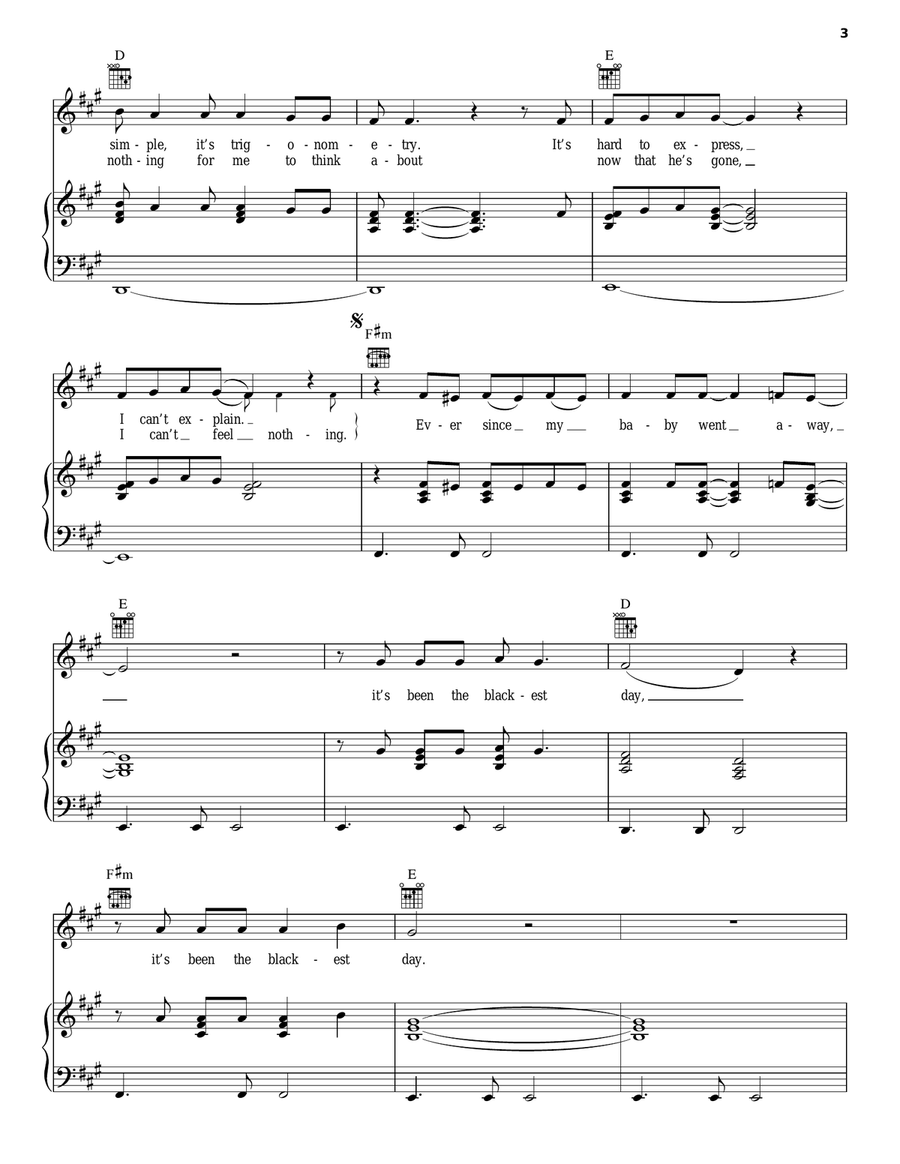 The Blackest Day The Blackest Day Piano, Vocal, Guitar scores gallery preview page 3