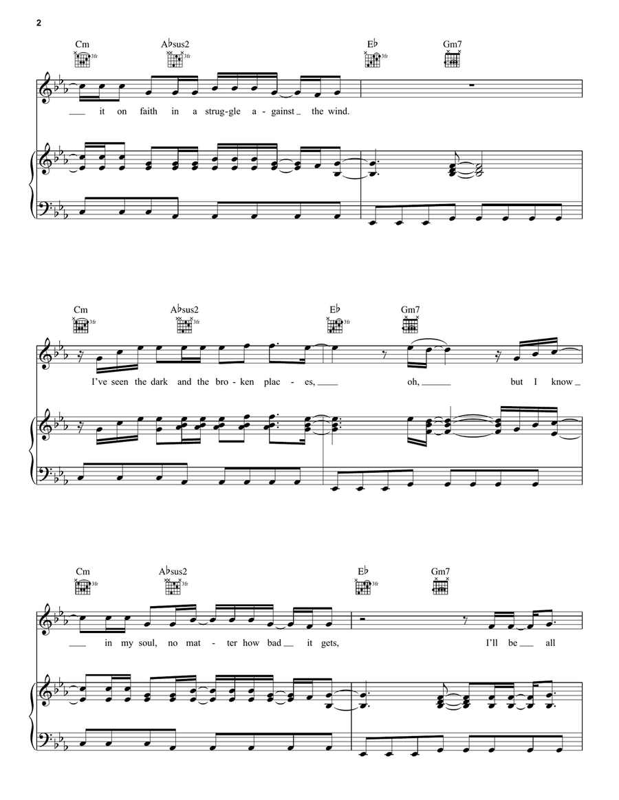 Hope In Front Of Me Piano, Vocal, Guitar scores gallery preview page 2