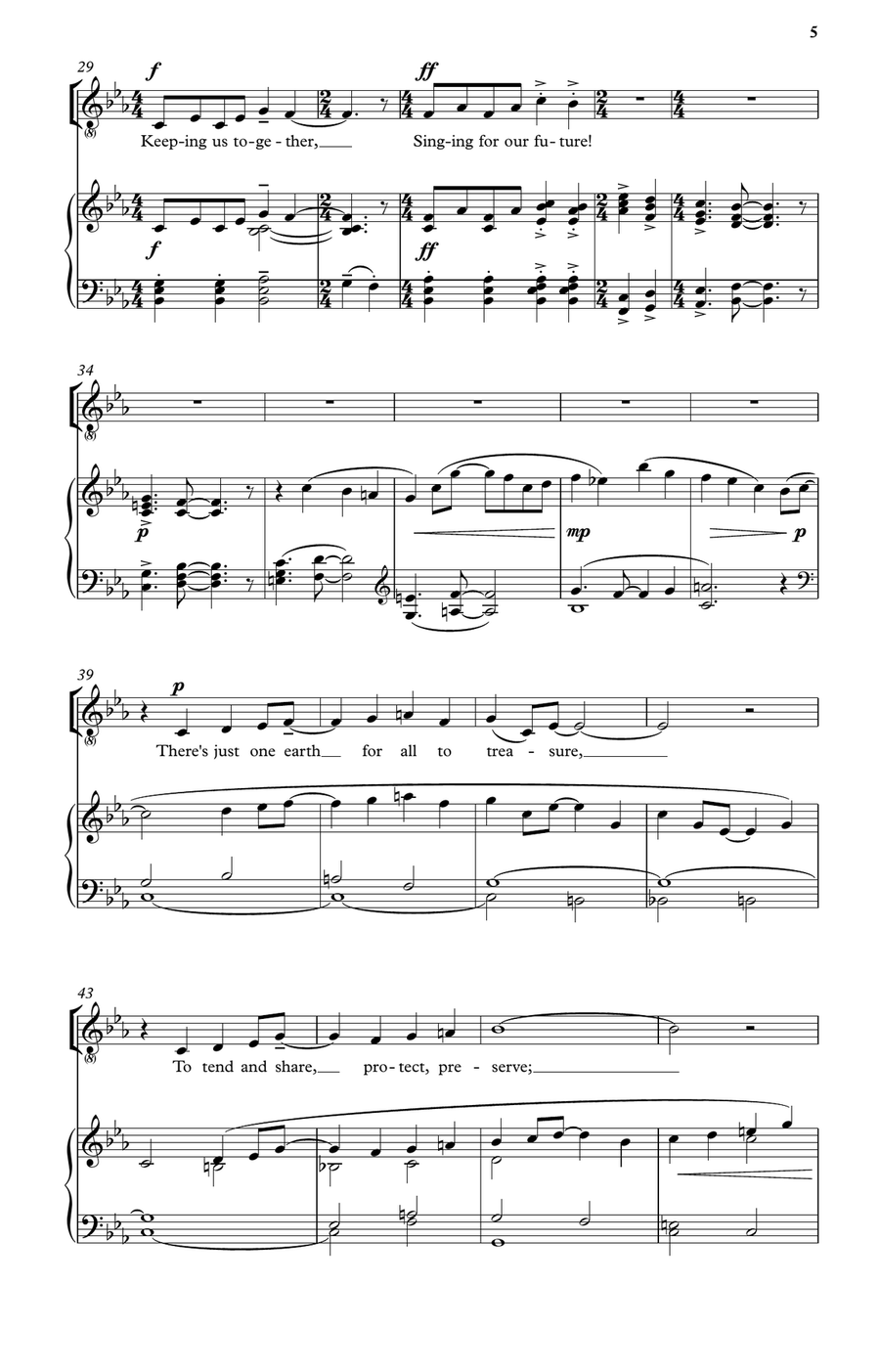 One Voice for All (unison voices version) Unison Choir scores gallery preview page 5