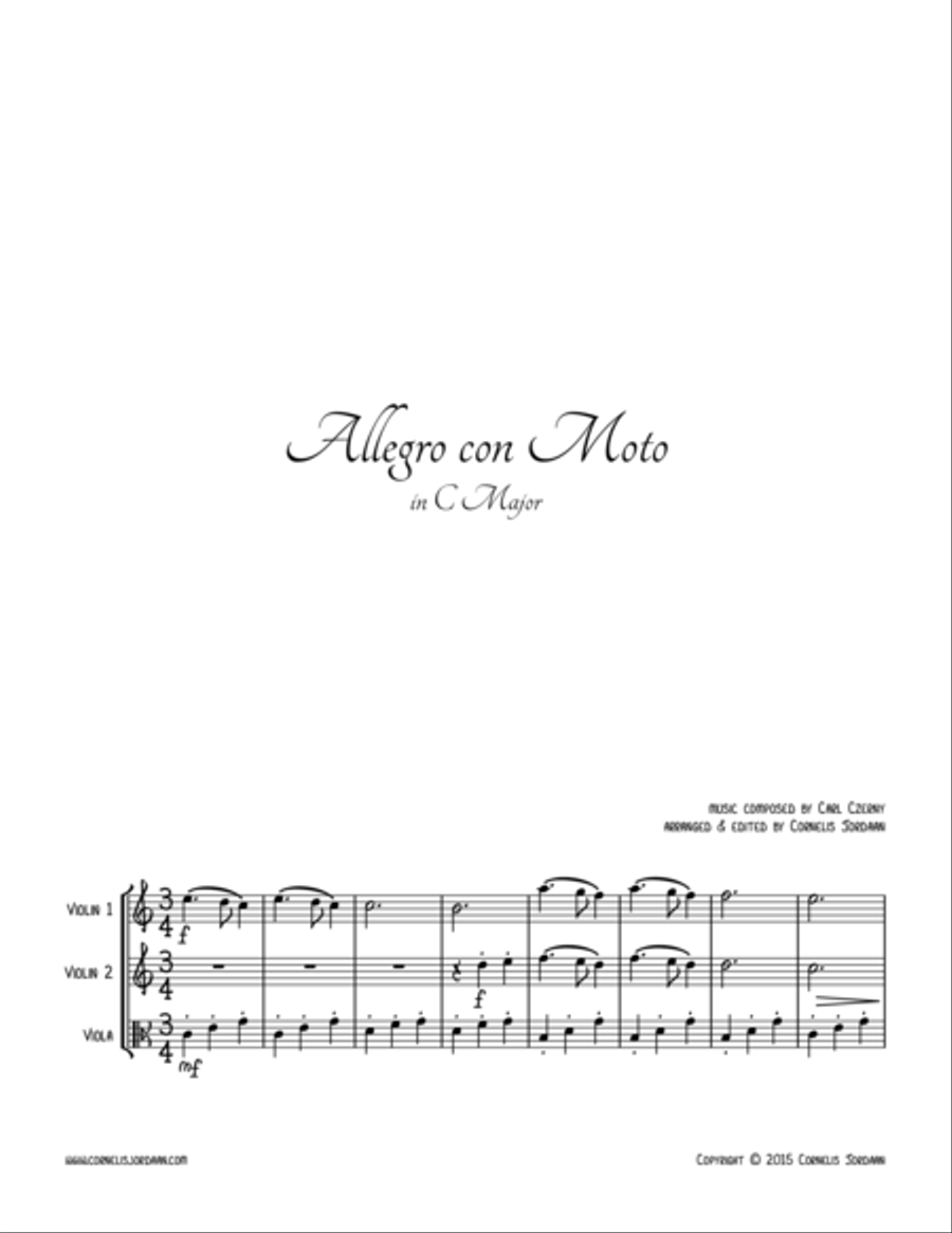Allegro con Moto, for 2 violins & viola String Duet scores gallery preview page 1