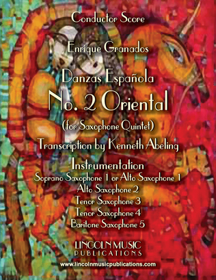 Granados – Danza Española - No.2 “Oriental” (for Saxophone Quintet SATTB or AATTB)