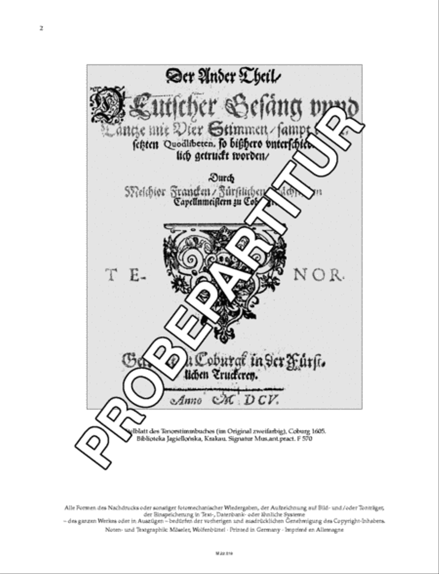 Der ander Theil Deutscher Gesang und Tantze 4-Part scores gallery preview page 3