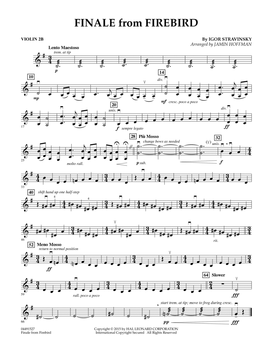 Finale from Firebird (arr. Jamin Hoffman) - Violin 2B