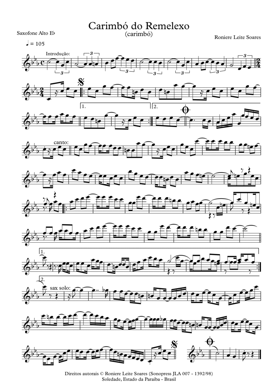 Carimbó do Remelexo Alto Saxophone scores gallery preview page 1