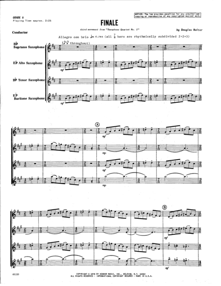 Finale (3rd Movement from "Saxophone Quartet No. 1")