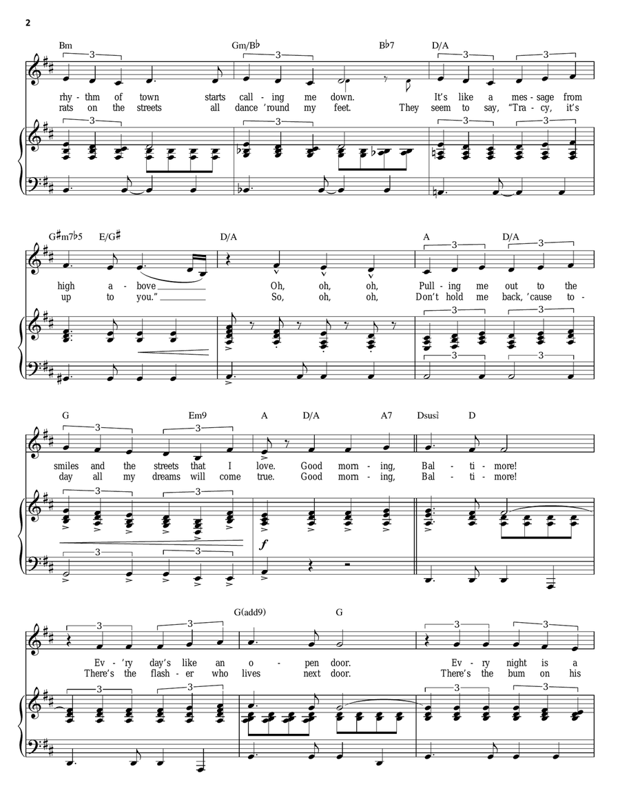 Good Morning Baltimore Piano, Vocal scores gallery preview page 2