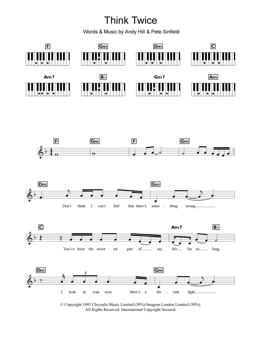 Think Twice Piano scores gallery preview page 1