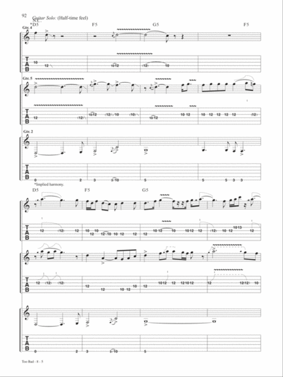 Too Bad Guitar Tablature scores gallery preview page 5