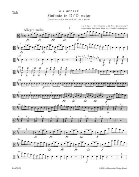 Symphony D major, KV 196/121(207a)