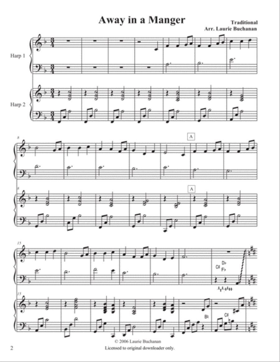 Christmas Duets for Pedal Harp Pedal Harp scores gallery preview page 3