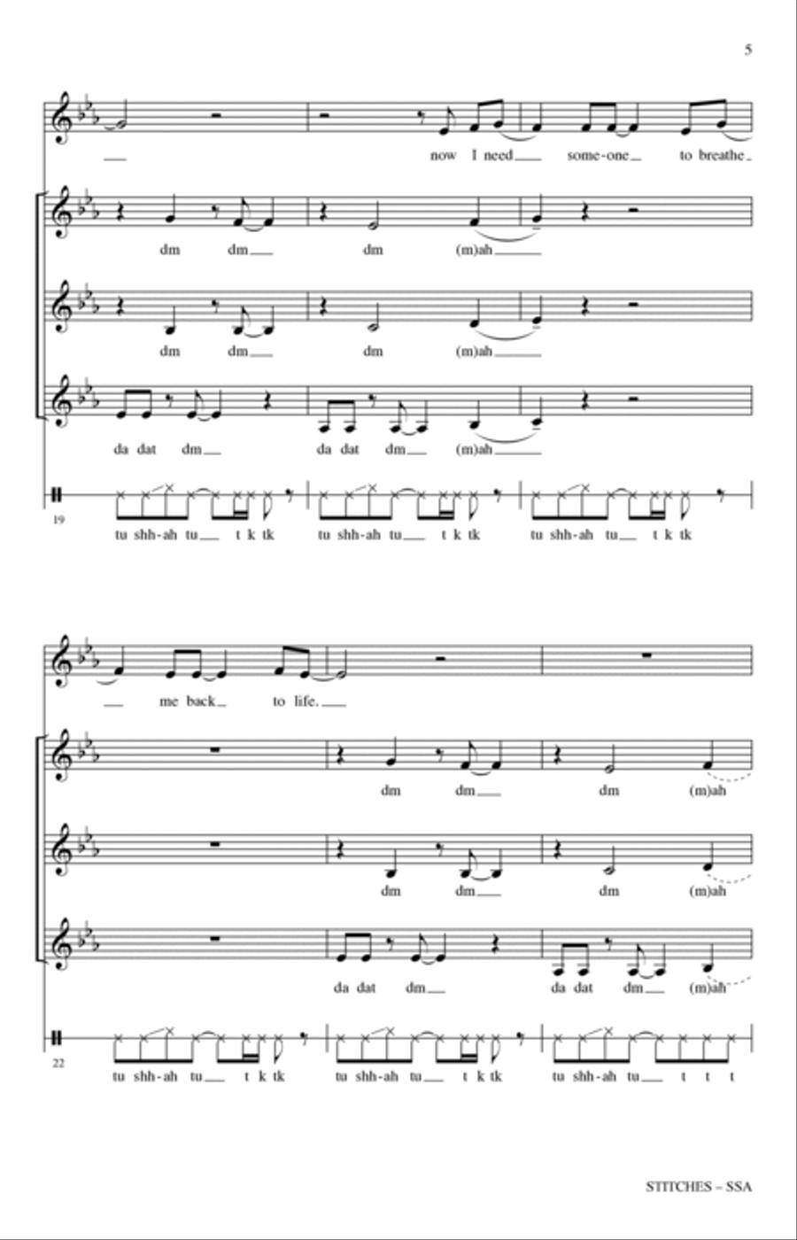 Stitches (arr. Brandy Kay Riha) SSA scores gallery preview page 4