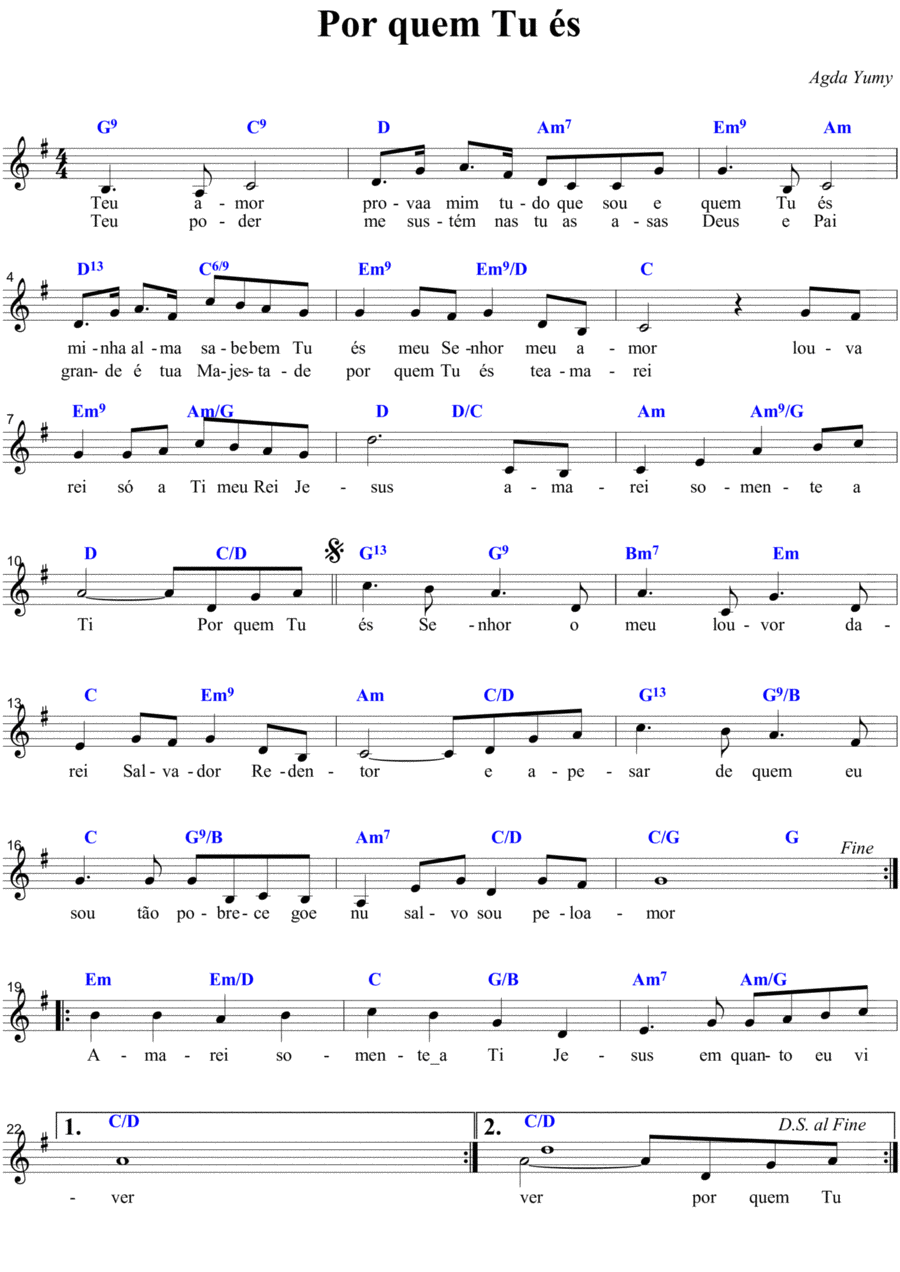Por quem Tu és Piano scores gallery preview page 1