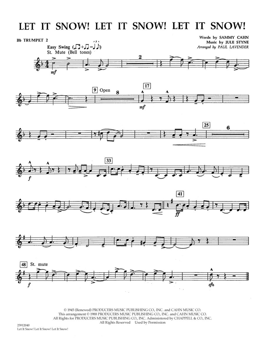 Let It Snow! Let It Snow! Let It Snow! - Bb Trumpet 2 Concert Band scores gallery preview page 1