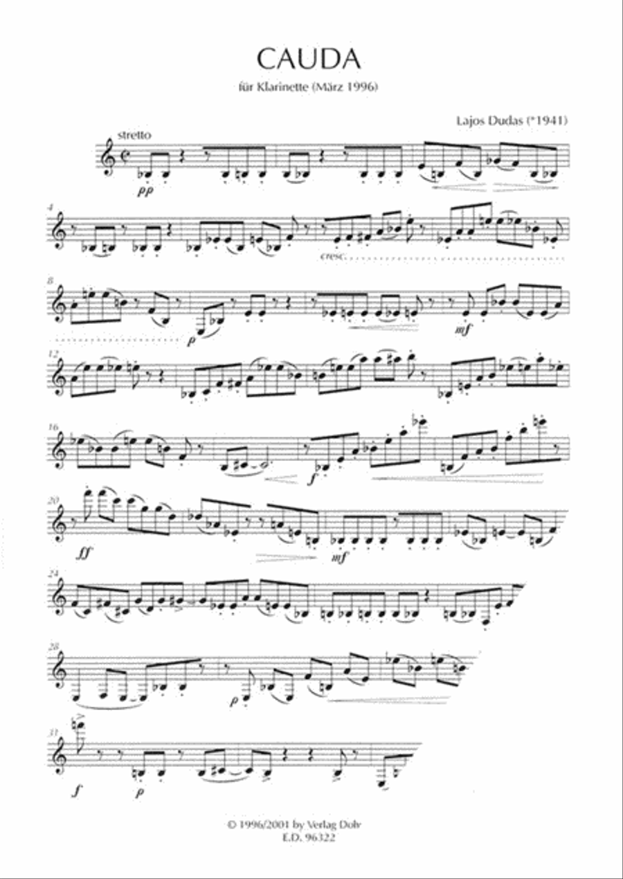Cauda für Klarinette solo (1996) Clarinet Solo scores gallery preview page 2