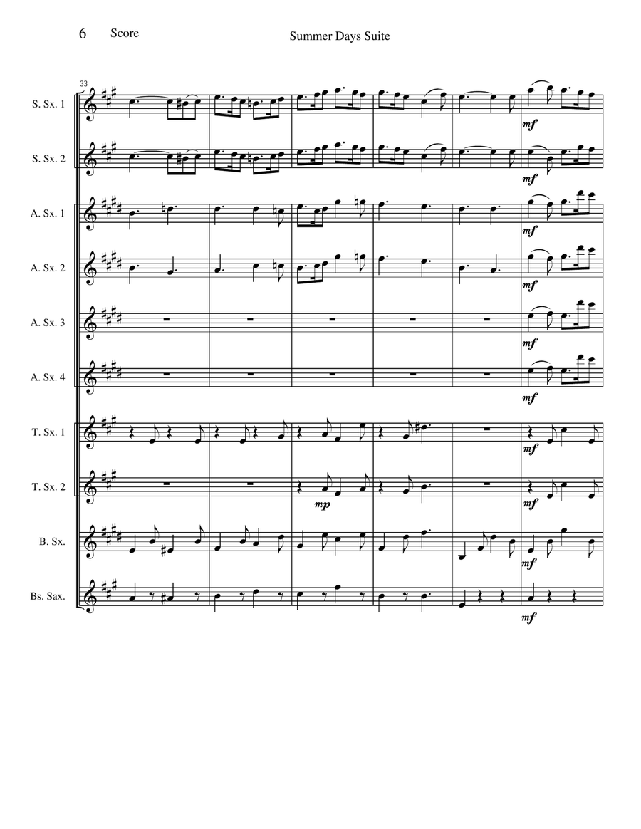 Summer Days - I. In a Country Lane Woodwind Ensemble scores gallery preview page 6