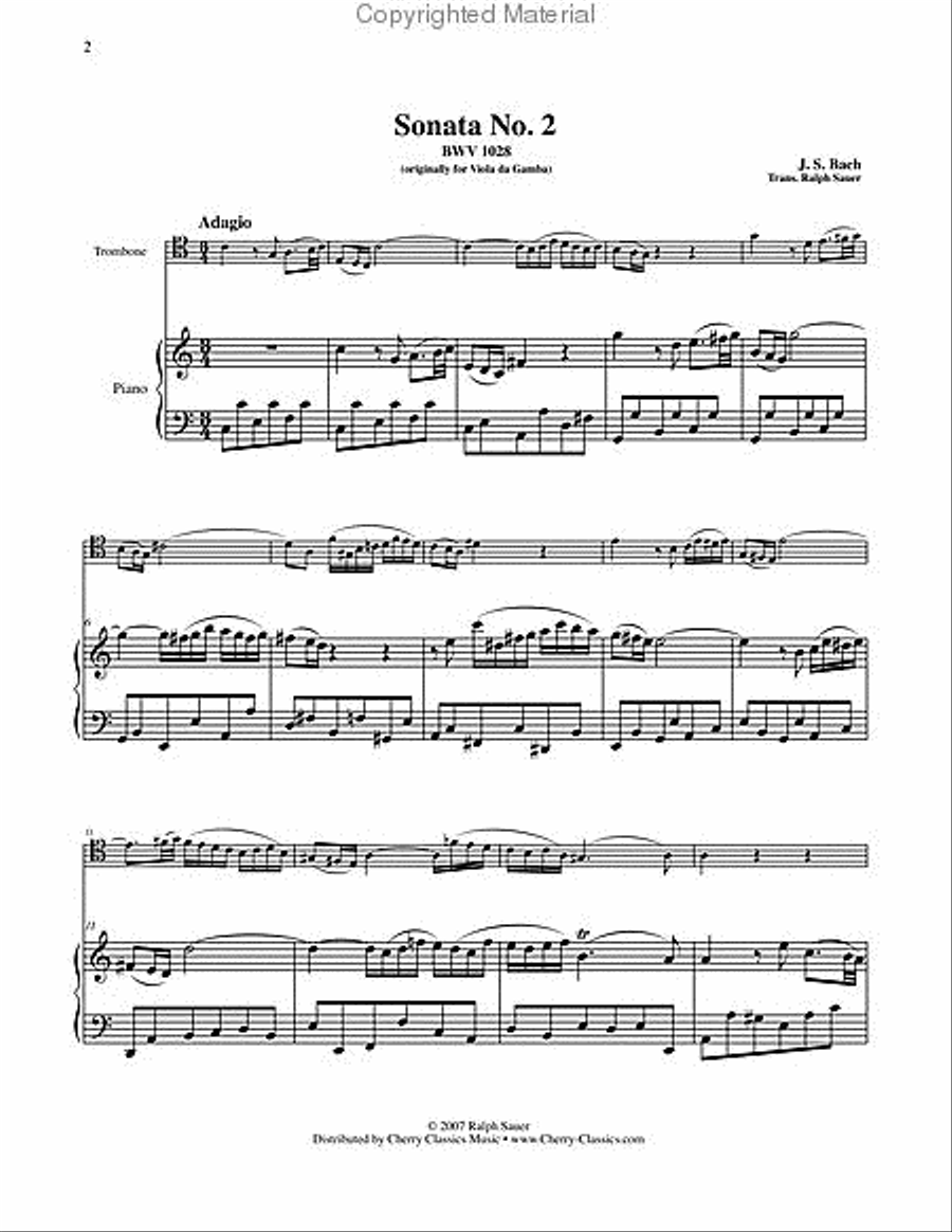 Three Gamba Sonatas for Trombone & Piano Piano Accompaniment scores gallery preview page 5