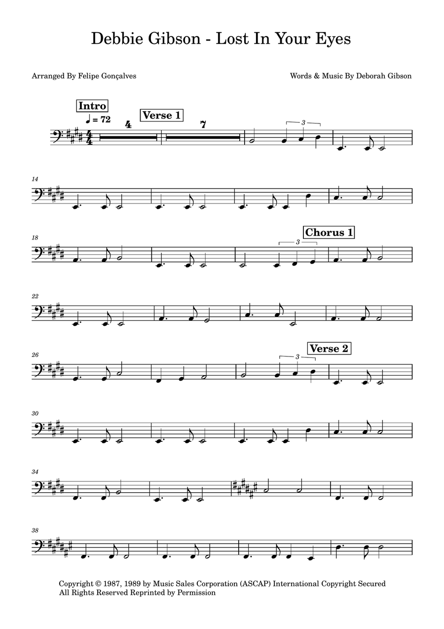 Lost In Your Eyes Bass Guitar scores gallery preview page 1