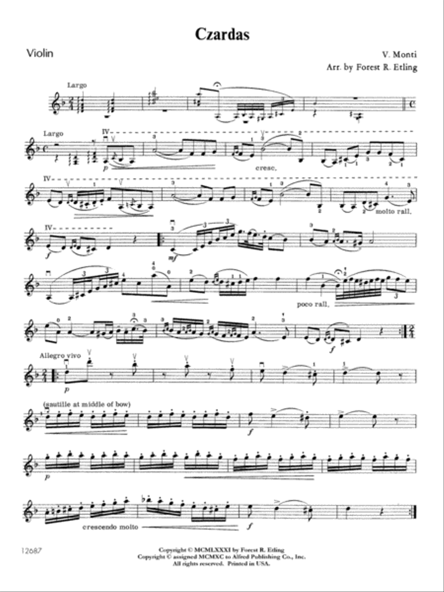 Czardas shop monti violin