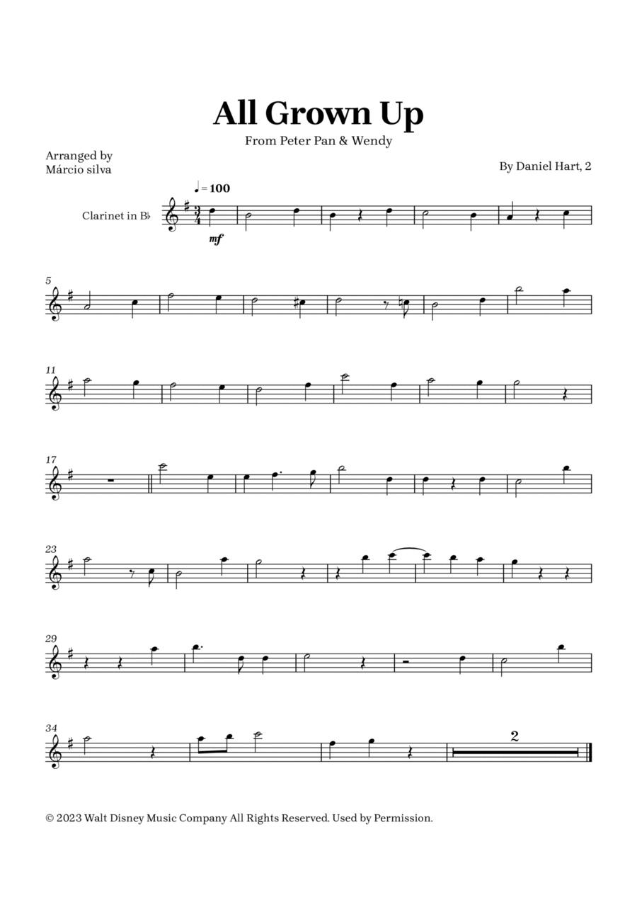 All Grown Up B-Flat Clarinet scores gallery preview page 1