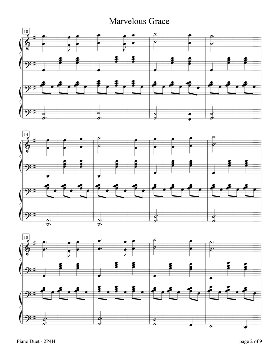Marvelous Grace (2 Pianos, 4 Hands Duet) Piano Duet scores gallery preview page 4